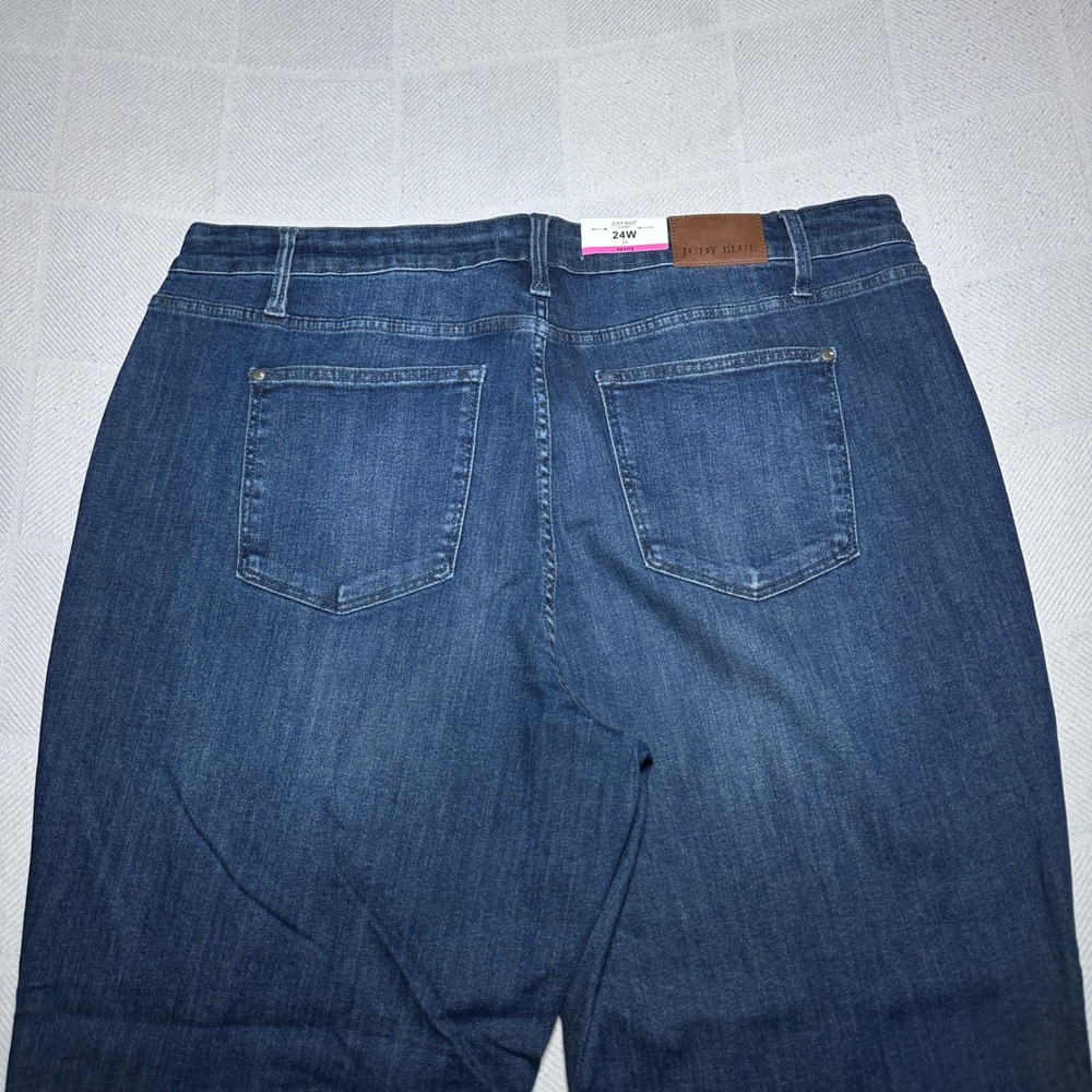 NEW Judy Blue Straight Leg Jeans Women 24W Petite Tummy Control Mid Rise Dark - Picture 8 of 14
